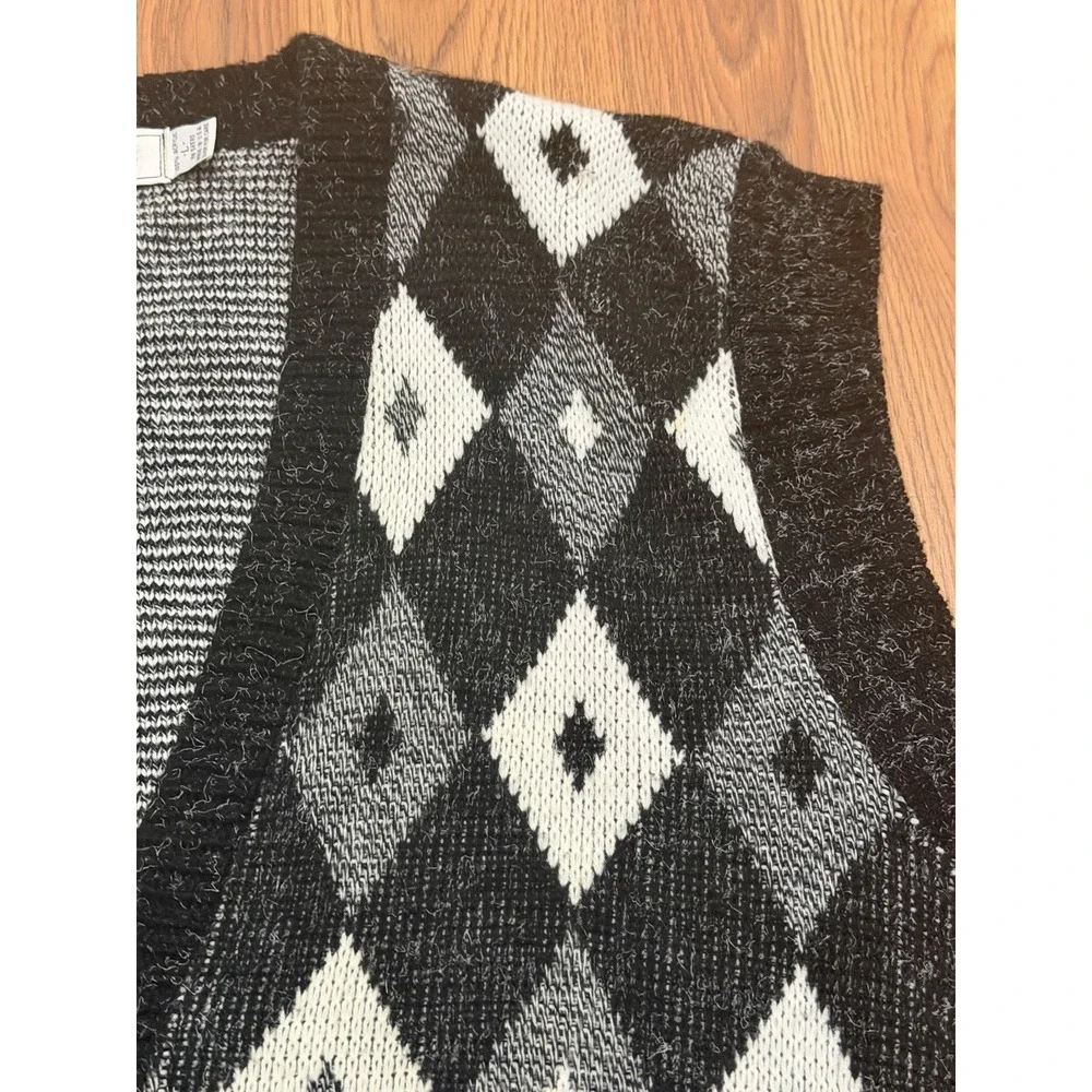 Vintage Sears Mens Large Argyle Cardigan Sweater Vest Made In USA